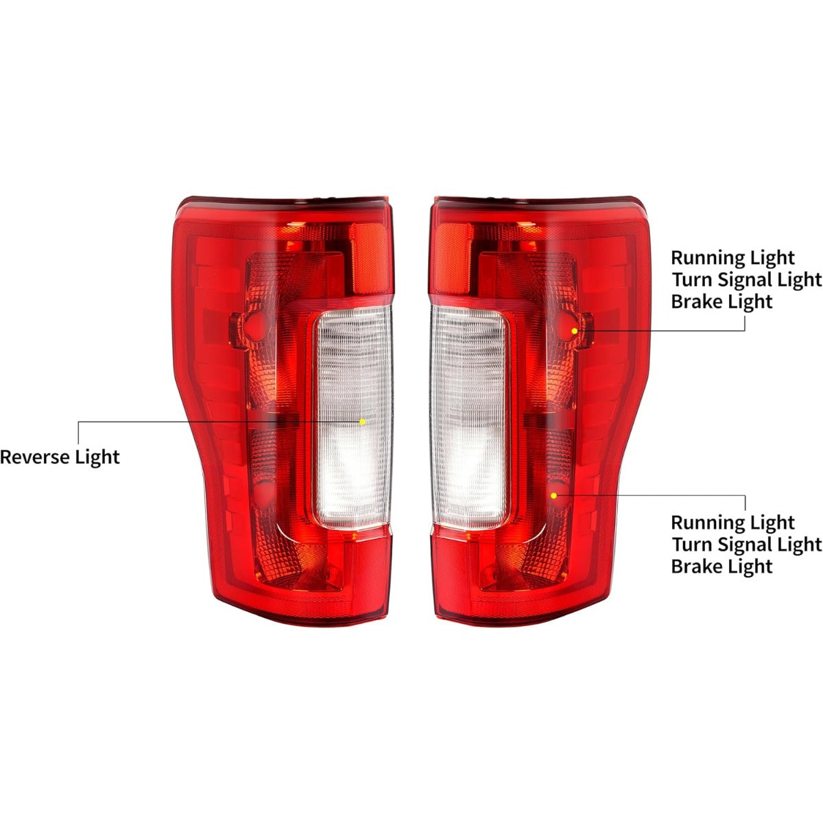 ECOTRIC Pair Tail Light Halogen Compatible with 2017-2019 Ford F250 F350 F450 Super Duty Pickup Rear Taillight Lamp Replacement for FO2800256 FO2801256 Clear Red Lens+Chrome Housing Left&Right Side