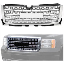 Front Bumper Grille Compatible with 2011-2014 GMC Sierra 2500 HD 3500 HD Replacement for GM1200633 20966057 Bumper Guard Grill W/O Emblem Plastic Chrome Silvery