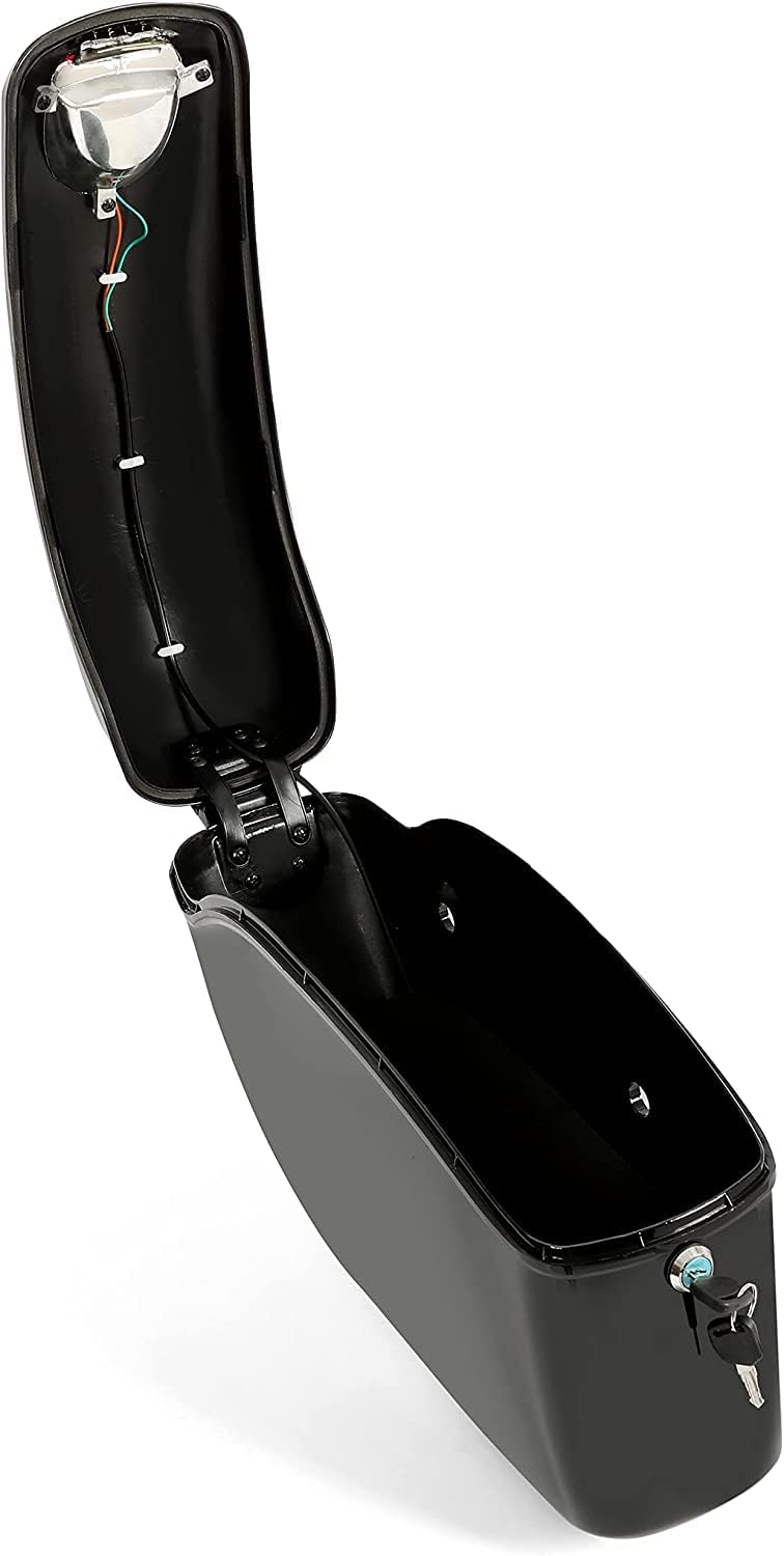 Universal Hard Saddle Bags Compatible with Yamaha Honda Cruiser Trunk Luggage with Lights Mount Bracket Motorcycle Black FY-B