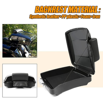 5.5inches Razor Motorcycle Trunk Luggage w/Backrest Compatible with 2014-2024 Harley Davidson Touring Models Trunk Tail Box DTS