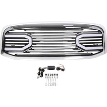 Front Horn Grille Grill W/Light Compatible with 2006-2009 Dodge RAM 2500 3500 2006-2008 Dodge RAM 1500 Chrome Replacement Shell