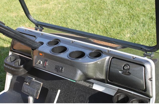 Dash Board Cover Assembly Compatible with 1982-Up Club Car DS Golf Cart Carbon Fiber Style Glove Boxes 4 Cup Holders (DS Models ONLY) LYMP-057