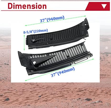 HECASA Windshield Wiper Cowl Vent Grille Compatible with 1999-2007 Ford F250 F350 F450 F550 Super Duty 2000-2005 Excursion Replace for 3C3Z-25022A68-AAA 4C3Z-25022A69-AAA Windscreen Covers Panels Kit LYAP-244S