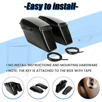 Black Hard Saddlebags Saddle Bags W/O Hardware  for 2014-2024 Harley Davidson Touring Models (Unpainted Saddlebags W/O Hardware)