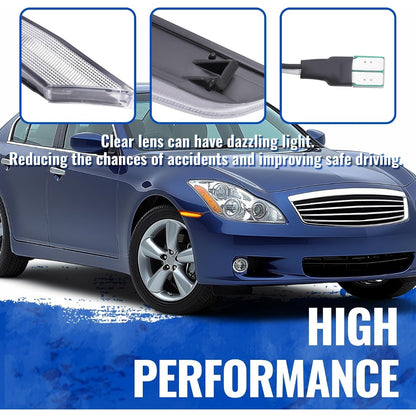 HECASA Front Side Marker Light Compatible with 2001-2006 Infiniti G35 Sedan Base & Nissan Skyline V35 Sedan LED Sequential Dynamic Turn Signal Parking Lamp Clear Lens