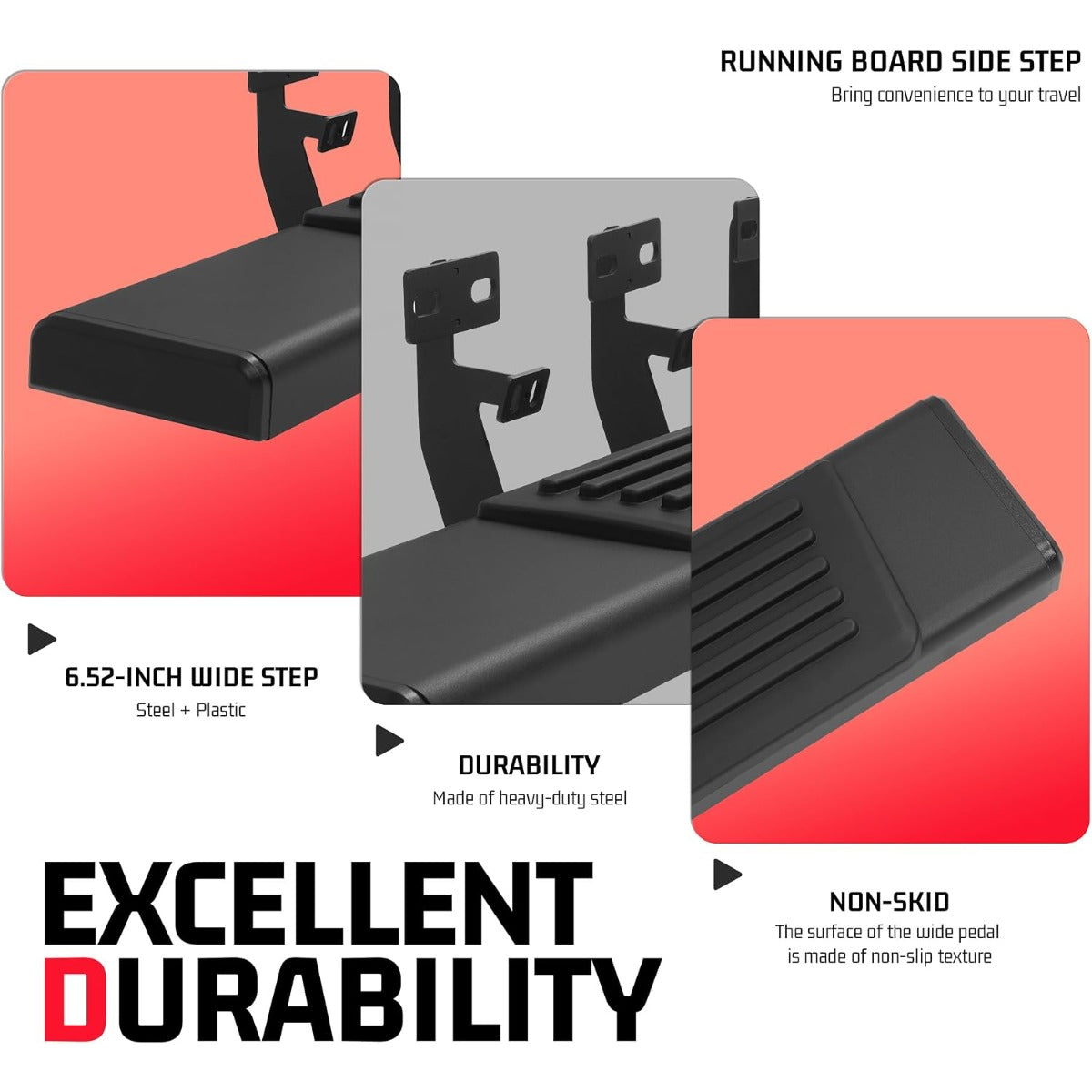 Side Steps Compatible with 2009-2026 Dodge Ram 1500 2500 3500 Classic Regular Cab Running Boards Step Bars Steel+Plastic Powder Coated+Textured Black
