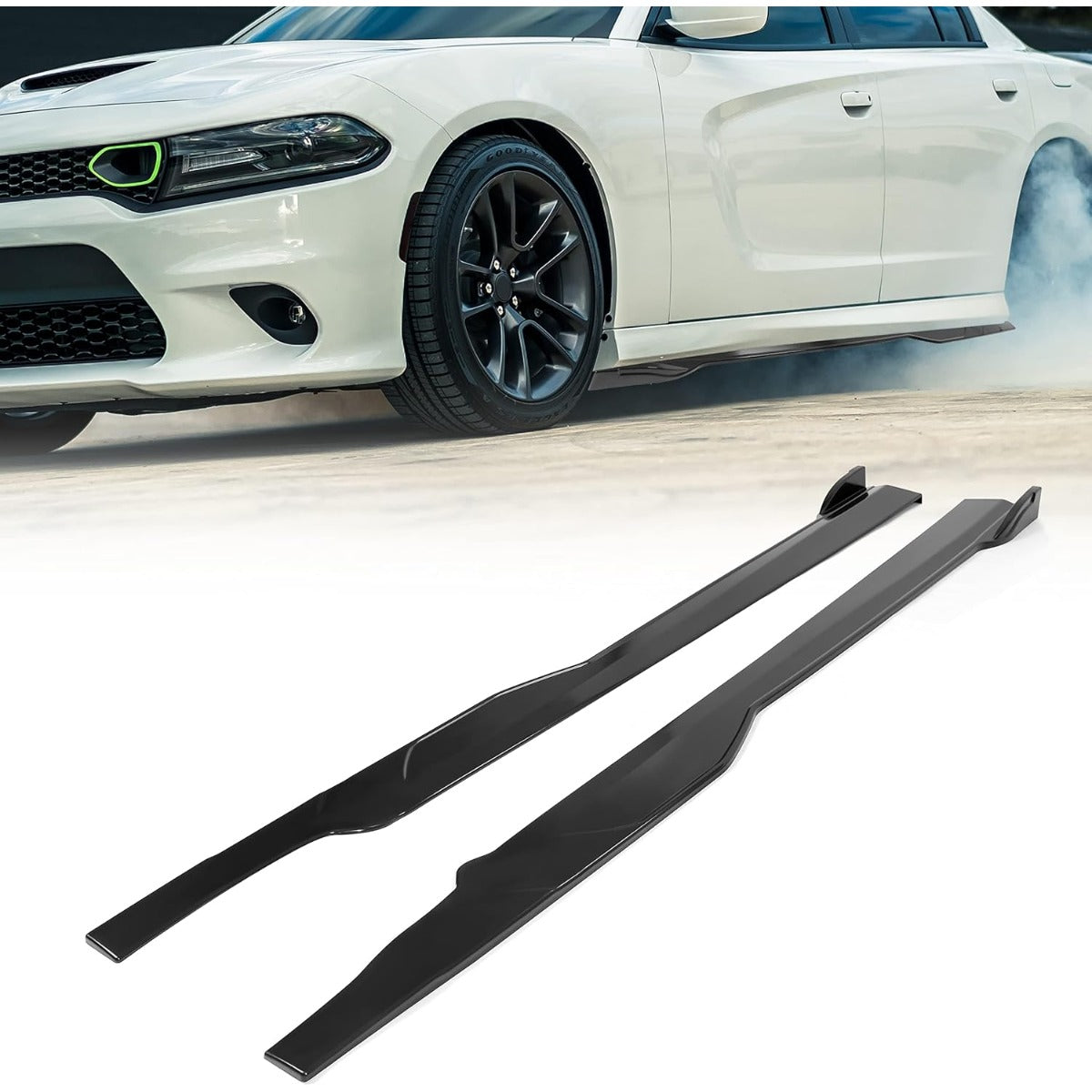 Side Skirts Compatible with 2015-2023 Dodge Charger SRT Daytona Scat Pack R/T 392 GT Rocker Panels Guard Extension Body Kit ABS Plastic Unpainted Black Pair