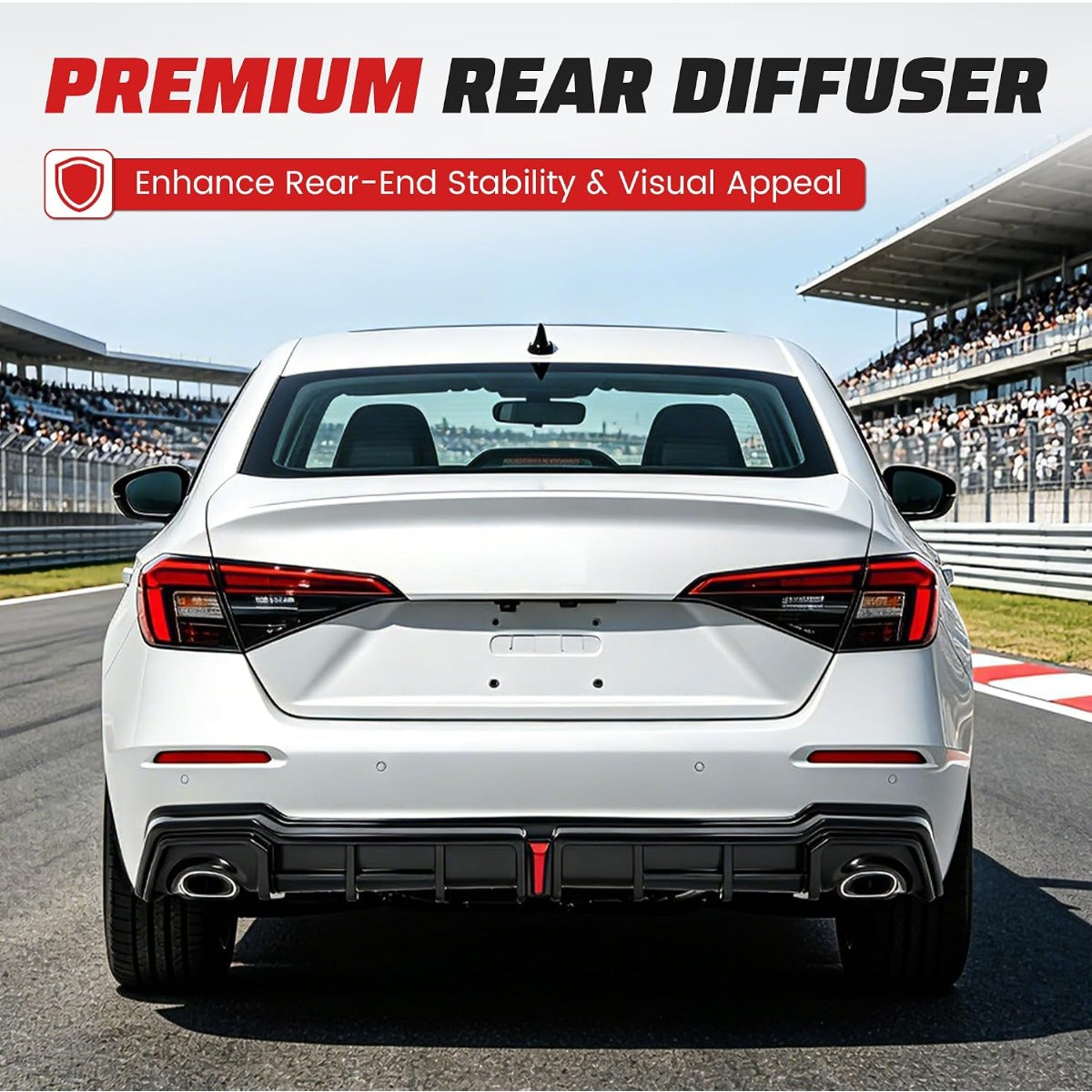 ALMULOO Rear Bumper Diffuser Splitter Compatible with 2022-2026 Honda Civic