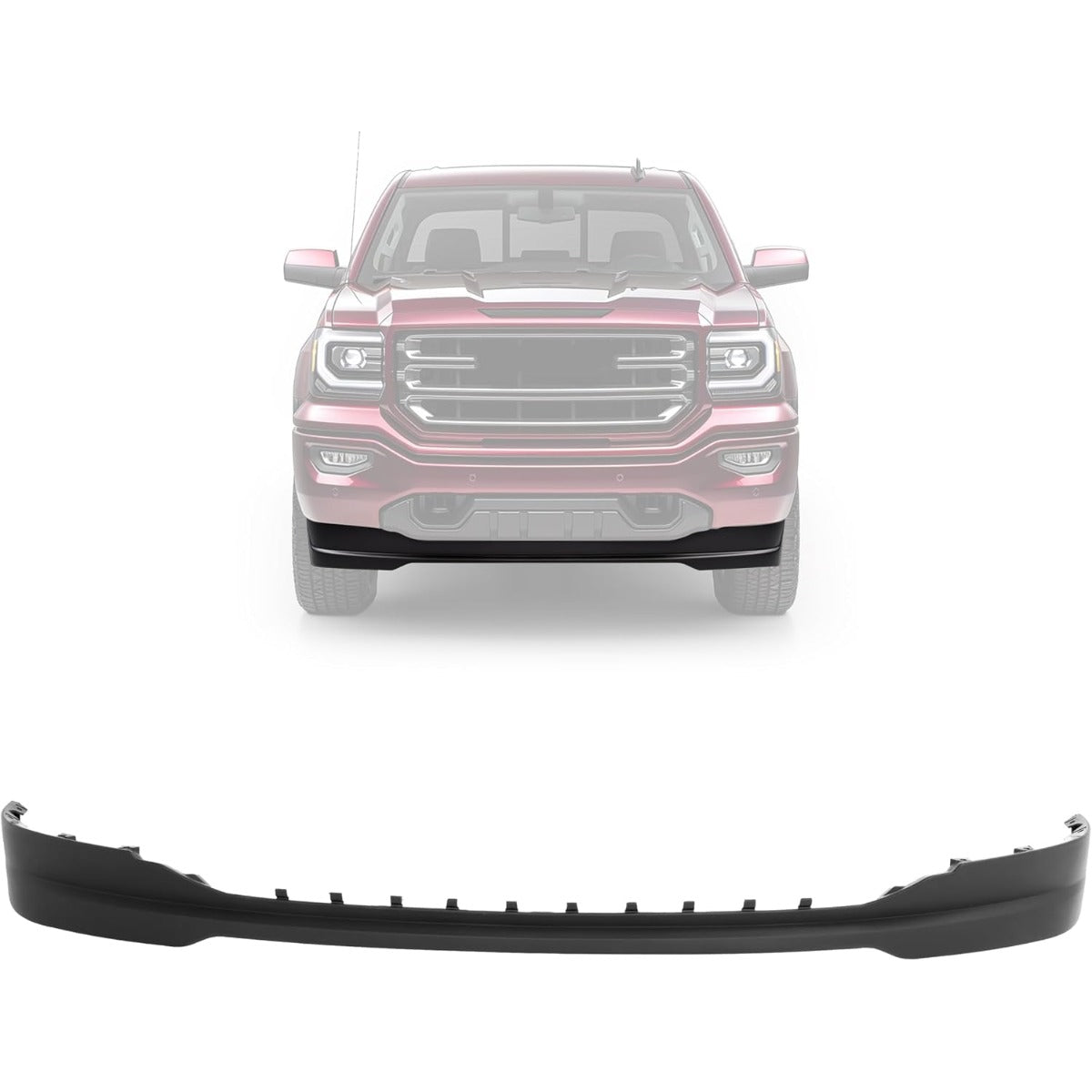 KUAFU Front Lower Bumper Valance Panel Compatible with 2016-2019 GMC Sierra 1500 Replacement For 23381985 GM1092251 Air Dam Deflector Black Plastic