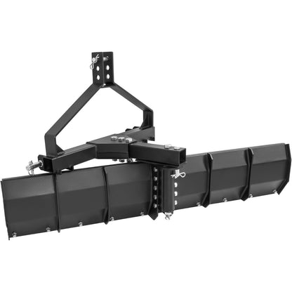 52 Inches 3 Point Scrape Blade Compatible with Category 0, Cat 1, 3 Point Tractors Rear Grader Blade for Grading Driveways, Arenas, Gravel, Top Soil Adjustable Heavy Duty Steel Powder Coated Black