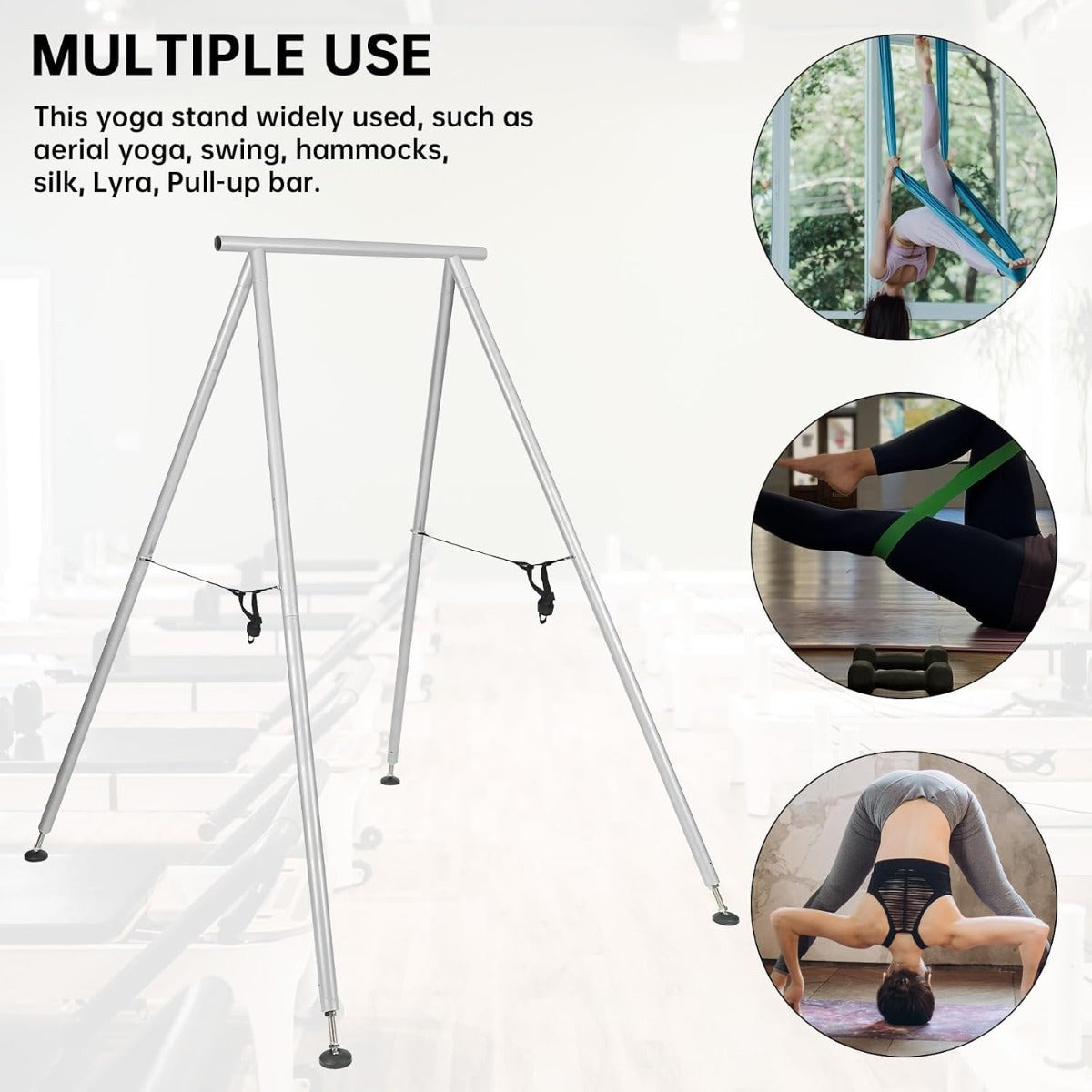 HECASA 8.1 FT Aerial Yoga Stand 550lbs Max Capacity for Indoor and Outdoor Fitness Bodybuilding Height Adjustable for Yoga Frame