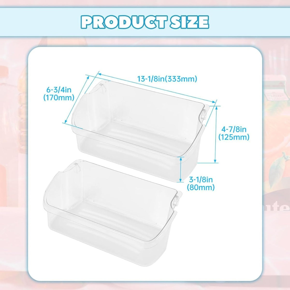 Kojem 240324502 AP2549806 Replacement Refrigerator Door Bin Shelf Compatible with Frigidaire Kenmore Electrolux Refrigerator Replacement for 844402 PS429767 AP429767 2 PCS Clear