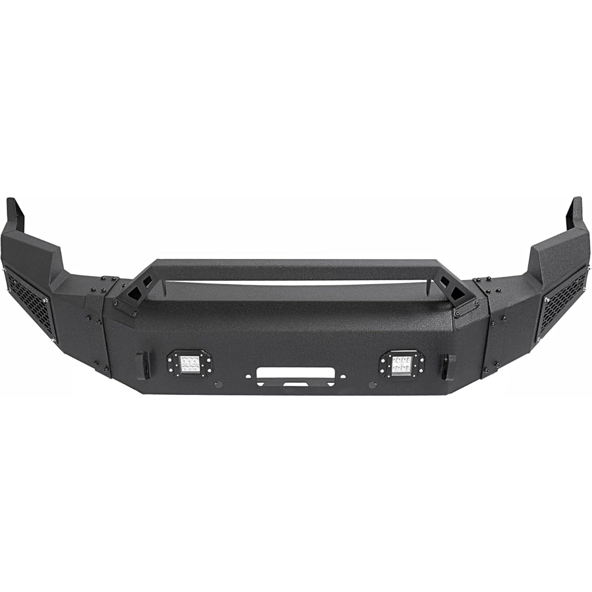 ALMULOO Front Bumper Compatible with 2009-2012 Dodge Ram 1500 w/Winch Plate, LED Lights & Bull Bar Steel Powder Coated(2 Packages)