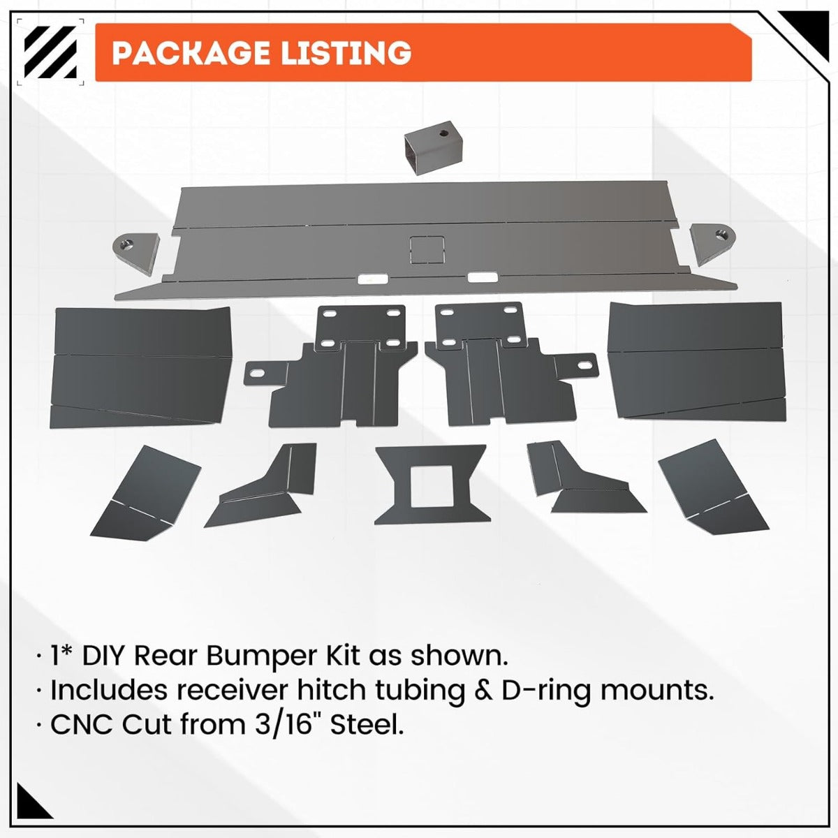 DIY Rear Bumper Kit Bare Metal Compatible with 1984-2001 Jeep Cherokee XJ Rear Winch Bumper Kit LYAM-259