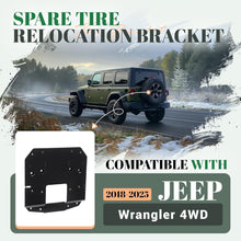 Spare Tire Relocation Mounting Bracket Compatible with 2018-2025 Jeep Wrangler JL (2Door/Unlimited) & 2021-2024 Wrangler 4xe-Powder Coated Steel, Up to 35" Tires, Tire Carrier Holder Tire Rack