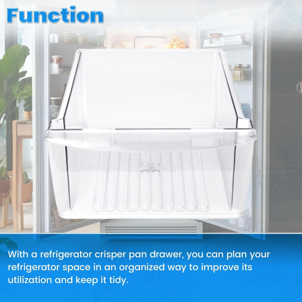 KUAFU 240351061 Crisper Pan Drawer Compatible with Frigidaire Refrigerator Freezer AP4424911 240351005 240351062 Plastic (PC) Replacement Only Clear