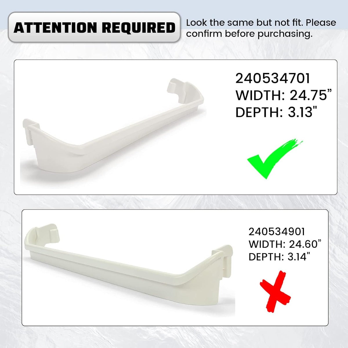 HECASA 240534701 Refrigerator Door Shelf Rack Bar Compatible with Frigidaire Kenmore Gibson Galaxy Crosley White-Westinghouse Kelvinator Replacement only 1 PCS