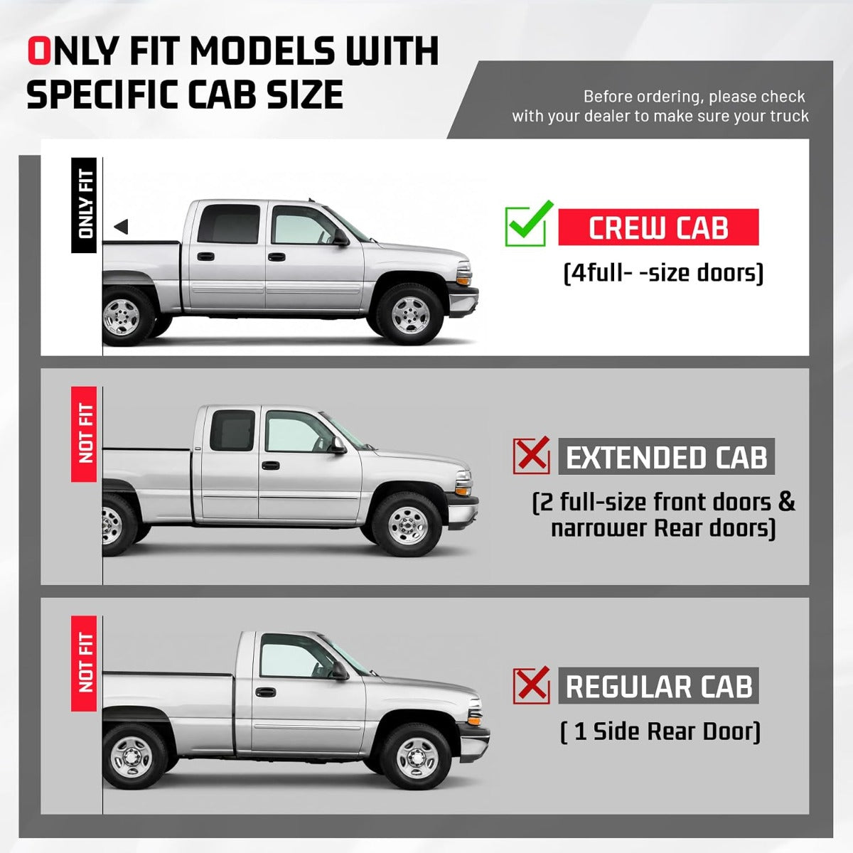 ALMULOO Side Step Compatible with 1999-2016 Chevrolet Silverado&GMC Sierra | Extended/Crew Cab Running Boards Step Bars Steel+409 Stainless Steel+Plastic Powder Coated Black
