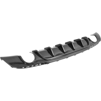 KUAFU Rear Bumper Diffuser Compatible with 2015-2023 Chrysler 300 Models Dual Round Exhaust Shark Fin Rear Bumper Lower Spoiler Valance Diffuser Lip Splitter Plastic(ABS) Carbon Fiber Color
