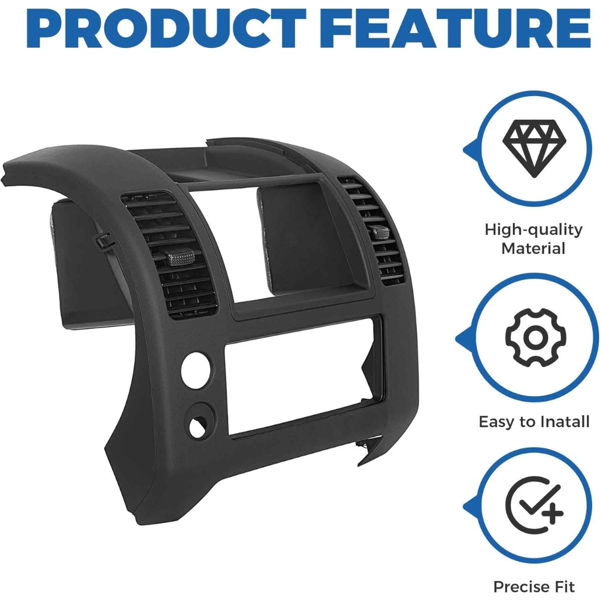 Center Dash Console Panel Trim Compatible with 2005-2020 Nissan Frontier Replacement for Part Number 68259-ZP16C, Matte Black