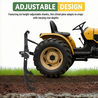 48 Inches Chisel Plow Scarifier W/6 Adjustable Shanks Compatible with CAT-0 Tractors Detachable Cultivator 3-Point Plow Scarifier Implement for Pulverizing Soil, Ripping Through Roots
