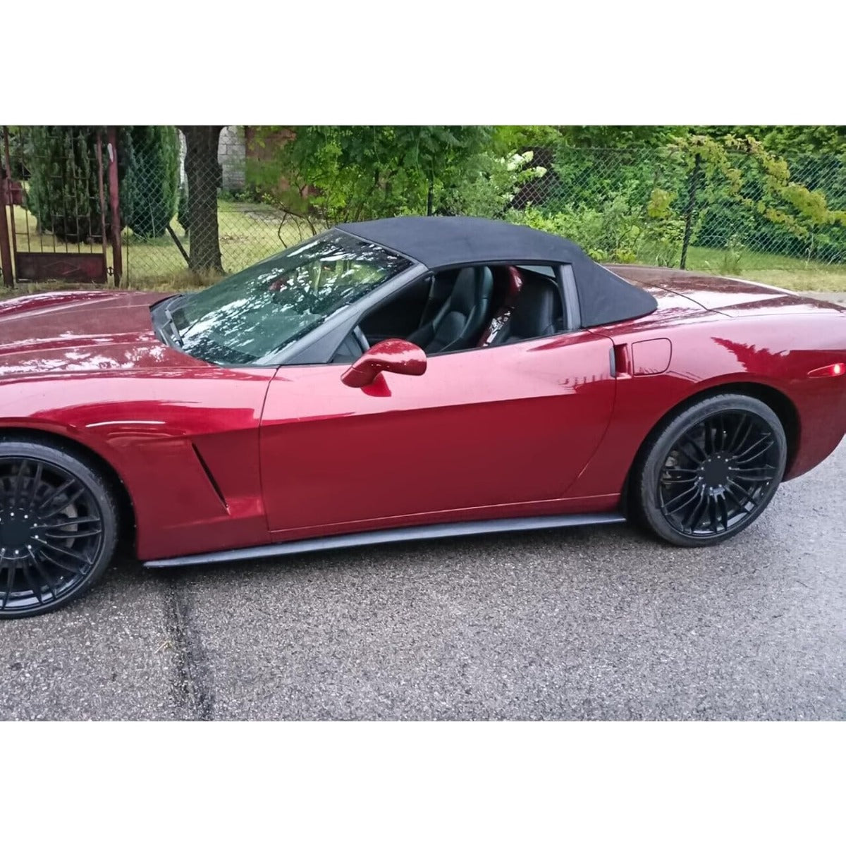Side Skirts Extension Compatible with 2005-2013 Corvette C6 ZR1 Style Base Convertible 2-Door (05-13 Base Models) Painted Matte Black with Mud Flaps Rocker Panels Guard Body Kit Replacement