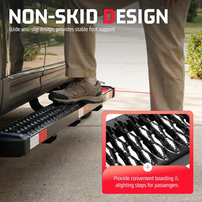 ALMULOO Right Side Step Compatible with 2015-2025 Transit 150/250/350 Step Plates Grip Step Sliding Door Running Board Kit Cargo Van Step Powder Coated Steel Black Passenger Side-55-1/2” x 7-1/4”