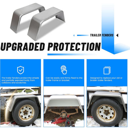 Square Trailer Fenders For 14 Inches-16 Inches Wheels Compatible with Car Hauler Cargo Trailer Utility Landscape Trailer 2 Pack 1 Pair LYAM-377
