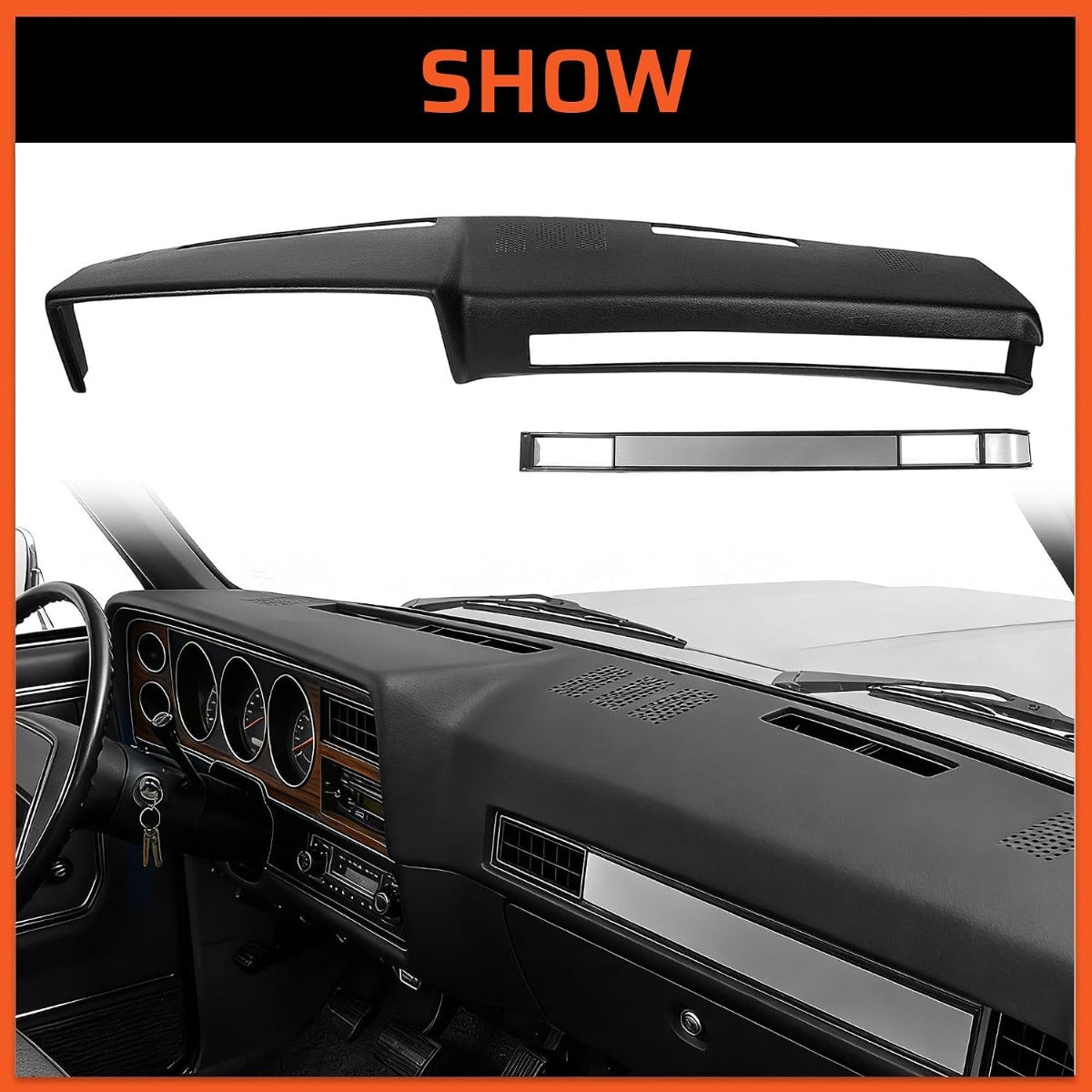 Dash Board Cover & AC Vent Plate Compatible with 1981-1991 GMC Jimmy Chevy Blazer Suburban | Black, Two Packages