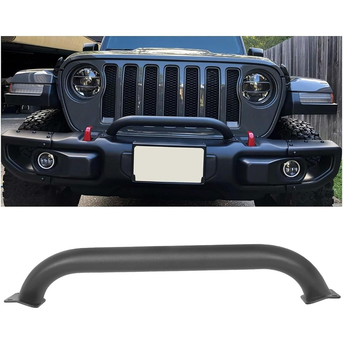 KUAFU 3-1/8 Inch Height Brush Guard Compatible With 2018-2026 Jeep Wrangler JL 2020-2026 Gladiator JT 82215351 Rubicon Brush Guard Front Bumper Grille Guard Protector Brush Push Bar