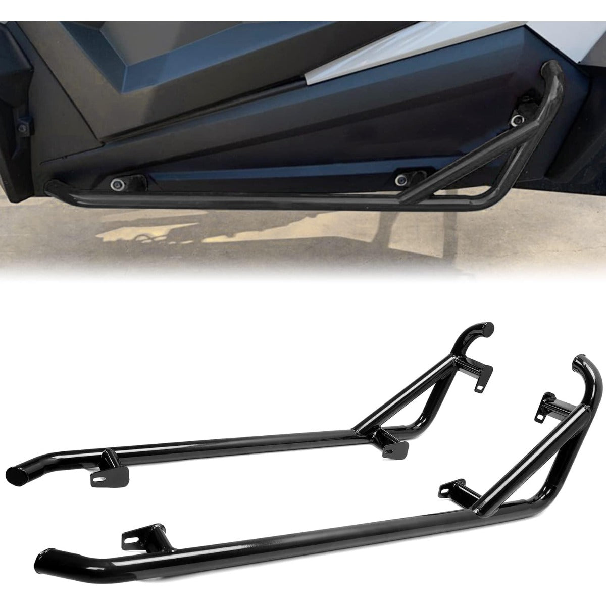 Black Nerf Bars Rock Sliders Compatible with 2014-2023 Polaris RZR XP 1000/ Turbo/Turbo S, RZR 900/900 XC/S 900/ S 1000 (2 Doors) Left & Right Side Steps - 2 Seater