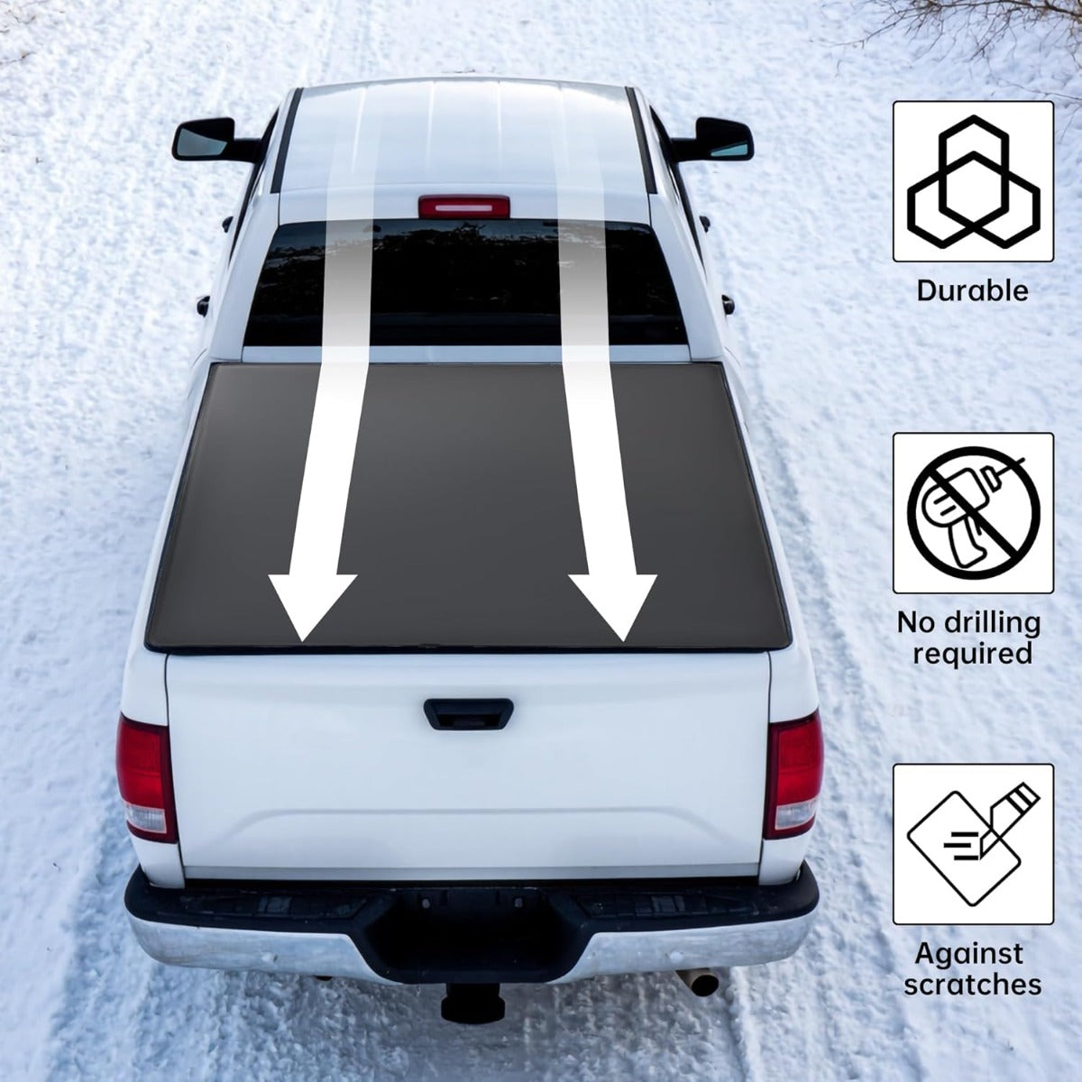 Soft Roll-Up 6.5ft Tonneau Cover Compatible with 1994-2002 Dodge Ram 1500 2500 3500 with 6.5' Bed Truck Fits Fleetside Styleside Models Only Trunk Bed Cover Black Powder Coated