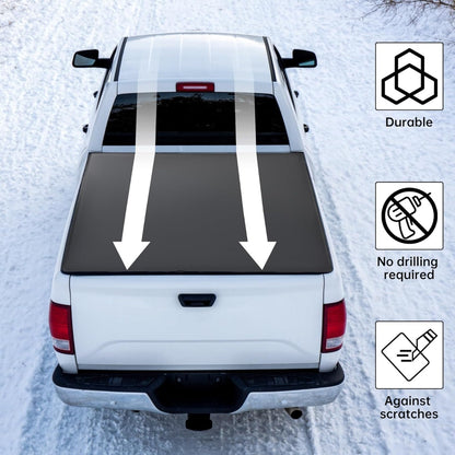 Soft Roll-Up 6.5ft Tonneau Cover Compatible with 1994-2002 Dodge Ram 1500 2500 3500 with 6.5' Bed Truck Fits Fleetside Styleside Models Only Trunk Bed Cover Black Powder Coated