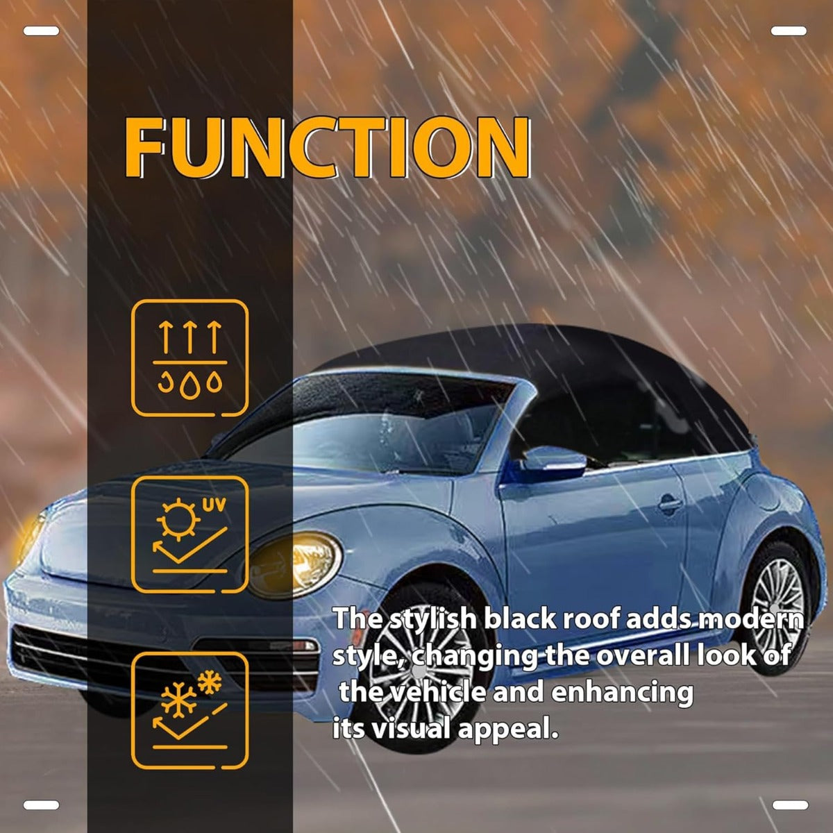 Convertible Soft Top for 2003-2010 Volkswagen Beetle, Soft Roof Replacement with Clear Heated Glass Window, Premium Grade Black Sailcloth Vinyl