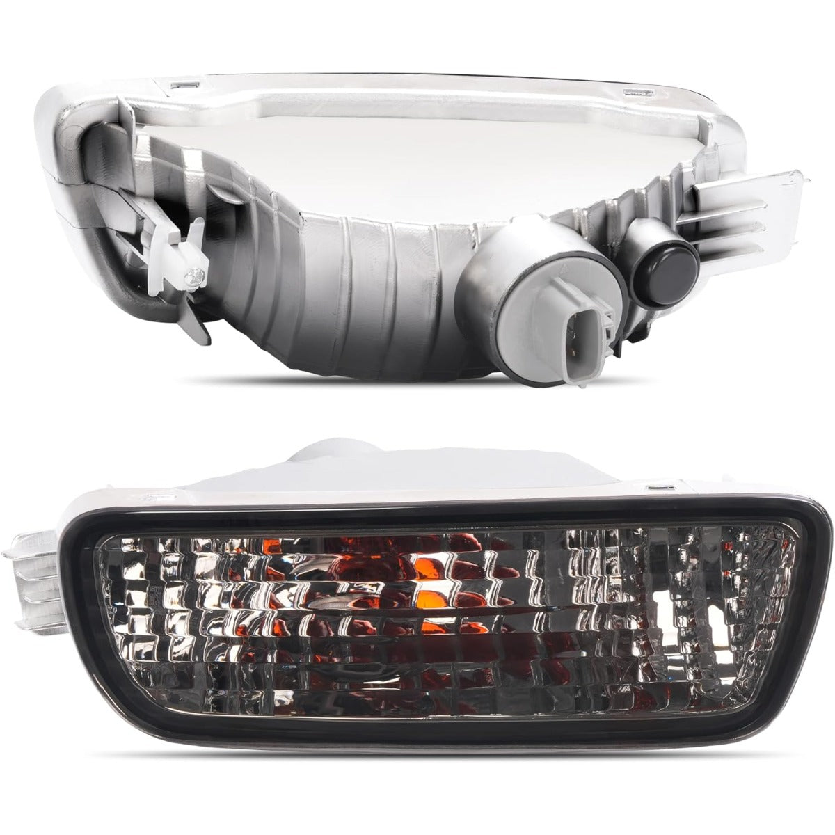 HECASA Pair Turn Signal Light w/Bulbs Compatible with 2001-2004 Toyota Tacoma Front Bumper Turn Signal Lamp Smoke Lens Left Right Side Replacement for TO2531140 TO2530140