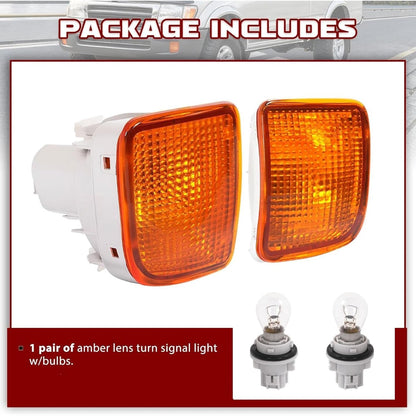 HECASA Pair Turn Signal Lights w/Bulb Compatible with 1998 1999 2000 Toyota Tacoma, Front Turn Signal Lamp Assembly Driver and Passenger Side Replacement for TO2530128 TO2531128, Amber Lens