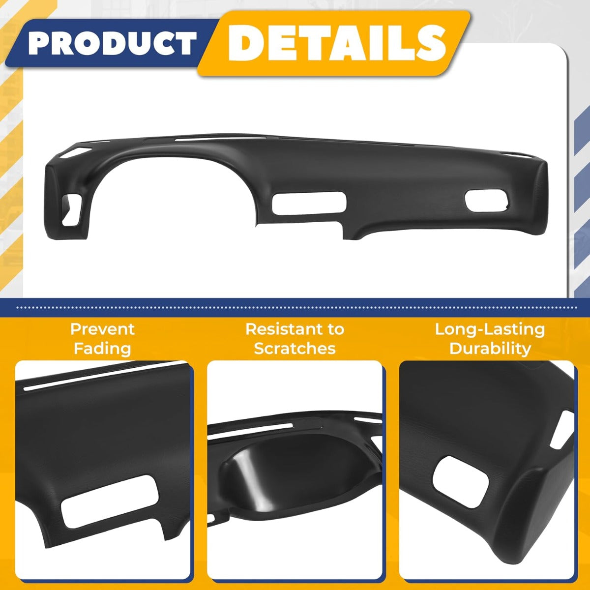 Black Dashboard Cover Compatible with 1989-1994 Nissan 240SX w/o Heads Up Display Cutout ABS Plastic Painted&Textured