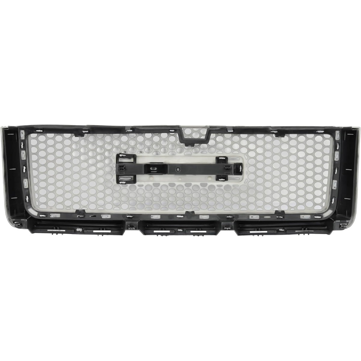 Front Upper Grille & Lower Grill & Molding Compatible with 2007-2013 GMC Sierra 1500 Denali Front Bumper Center Hood Grill Painted Gloss Black 3PCS