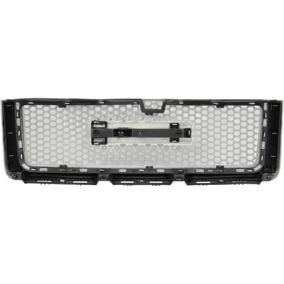 Front Upper Grille & Lower Grill & Molding Compatible with 2007-2013 GMC Sierra 1500 Denali Front Bumper Center Hood Grill Painted Gloss Black 3PCS