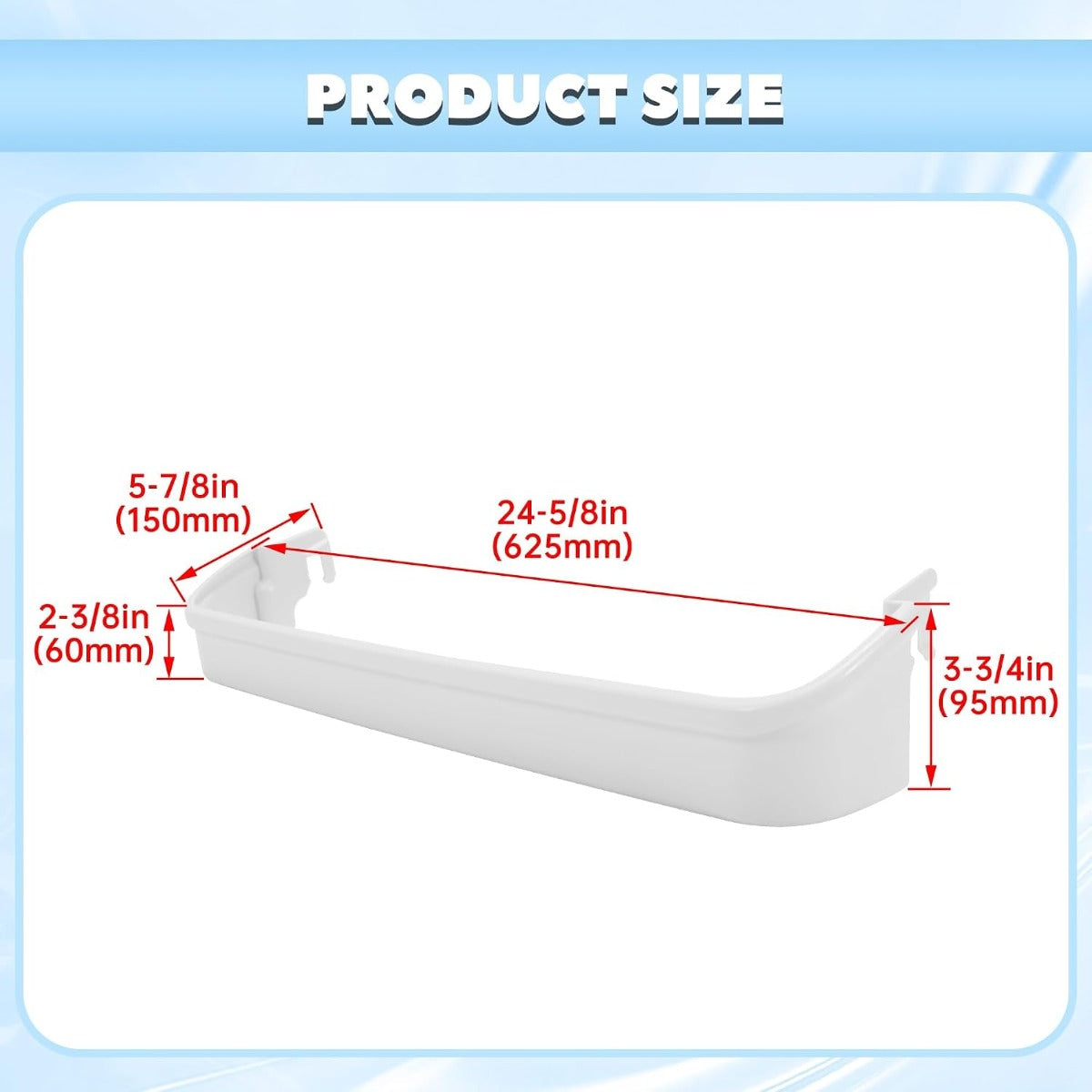 HECASA 240338001 AP2115859 240338005 Refrigerator Door Shelf Compatible with Frigidaire Kenmore Refrigerator 891049 AH429871 EA429871 PS429871 Replacement only ABS Plastic White Door Bin Shelf Rack