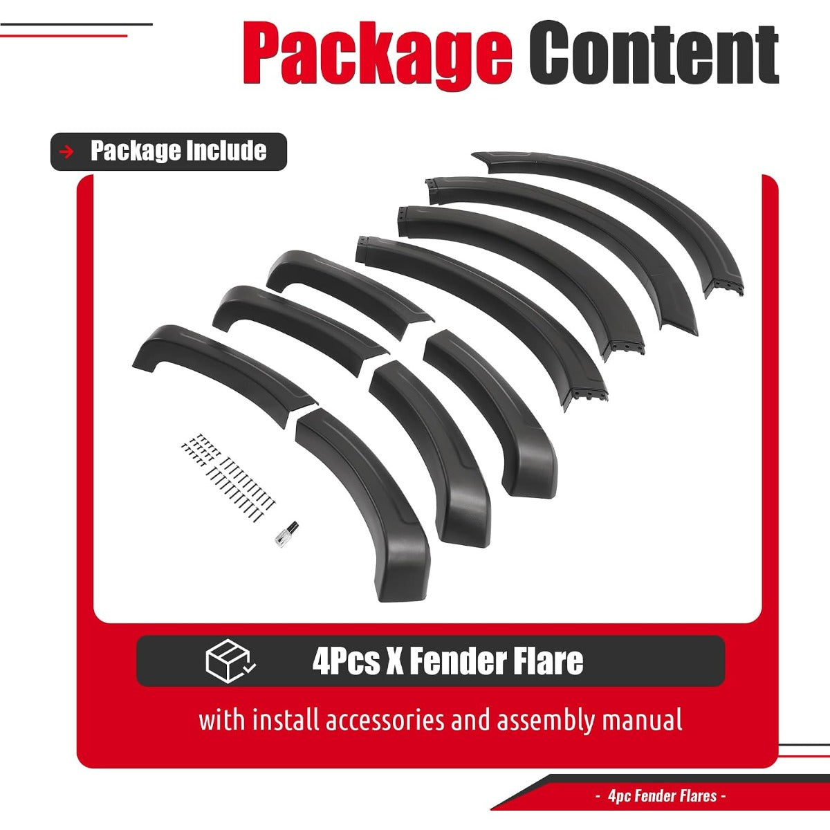 4Pcs Fender Flares Set Compatible with 2017-2022 Ford F-250/350 Super Duty Single Rear Wheel Front & Rear Wheel Arch Cover Protector Plastic(PP) Textured Black