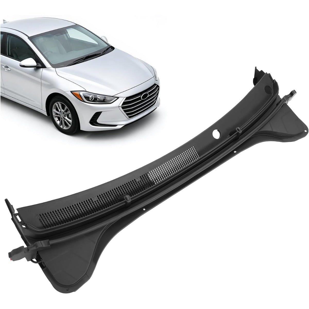 Windshield Wiper Cowl Panel Compatible with 2017-2018 Hyundai Elantra Replacement for 86150F3000 Air Inlet Grille Window Panel Cowl Cover PP Plastic