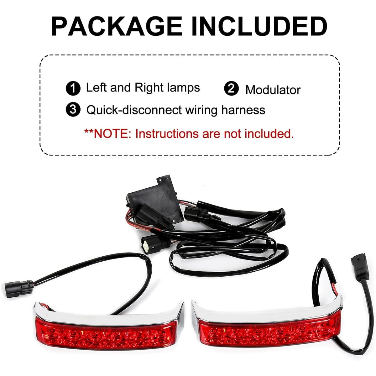 ECOTRIC LED Saddlebag Brake Running Turn Signal Lights Compatible with Harley Touring 2014-2024 Street Glide Road Glide Road King Electra Glide Tail Light Lamp (Chrome Housing Red Lens)