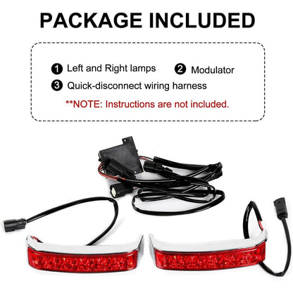 ECOTRIC LED Saddlebag Brake Running Turn Signal Lights Compatible with Harley Touring 2014-2024 Street Glide Road Glide Road King Electra Glide Tail Light Lamp (Chrome Housing Red Lens)
