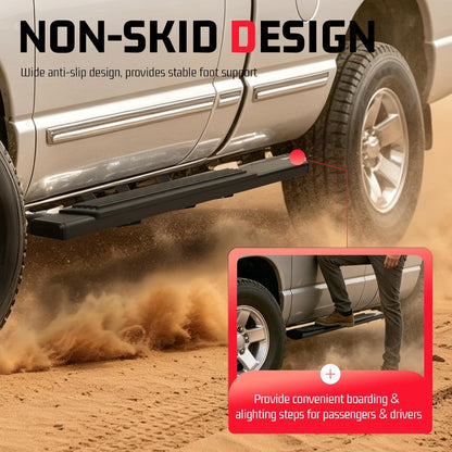 Side Steps Compatible with 2002-2008 Dodge Ram 1500 2500 Regular Cab Running Boards Step Bars Steel+Plastic Powder Coated+Textured Black