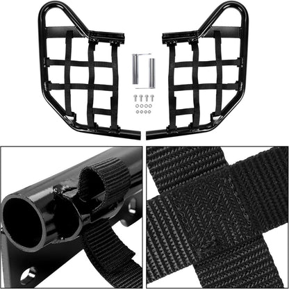 Side Step Nerf Bars Compatible with Yamaha Raptor 700 YFM 700 YFM700R Models Aluminium Foot Guard Pegs W/Black Webbing Nets