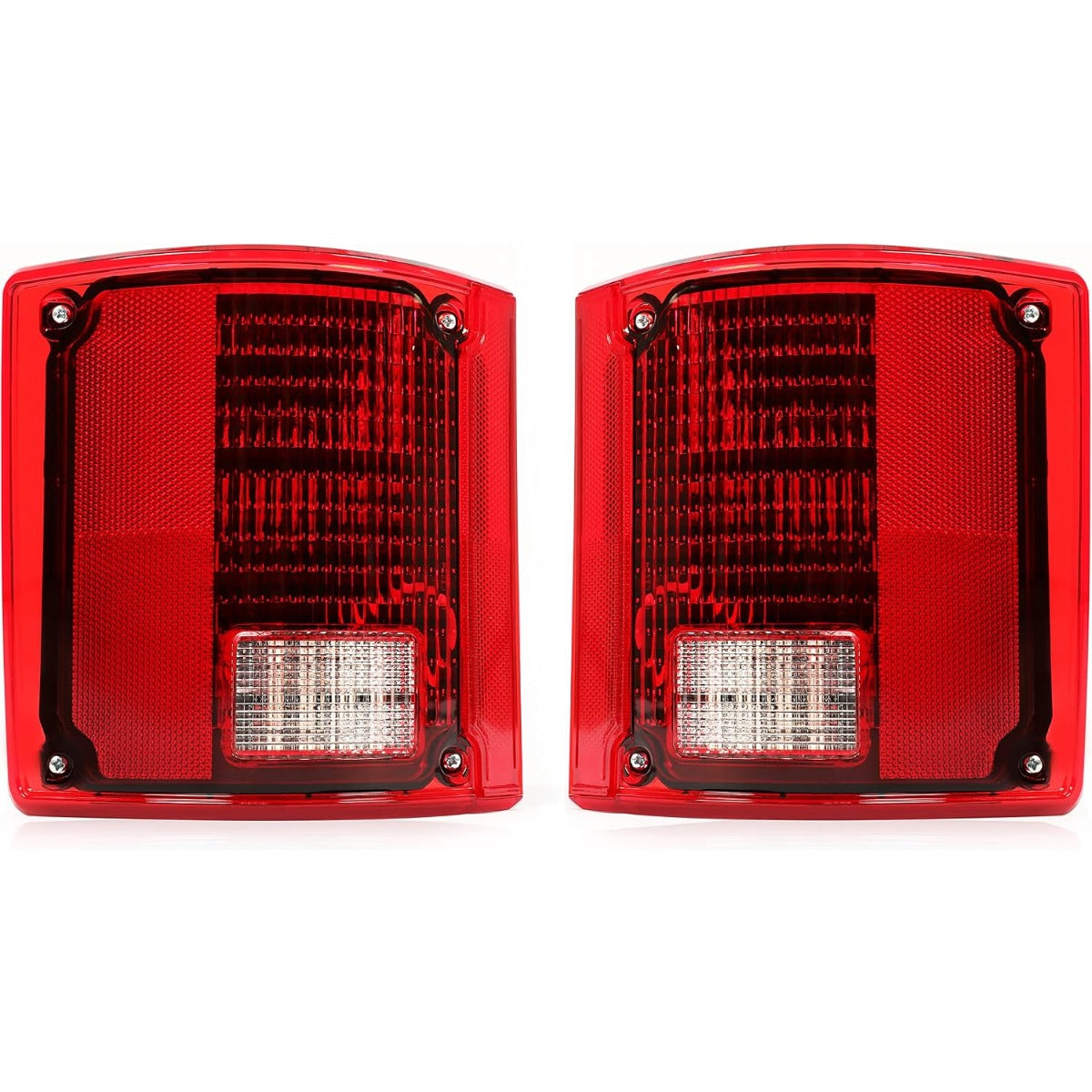 HECASA LED Tail Light Compatible with 1975-1986 Chevy Chevrolet C10 Tail Lamp Red Lens Plastic w/LED Light and Wiring Pair Replacement for CTL7387LED-L CTL7387LED-R