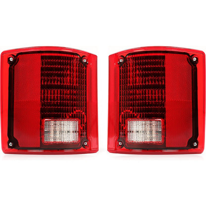 HECASA LED Tail Light Compatible with 1975-1986 Chevy Chevrolet C10 Tail Lamp Red Lens Plastic w/LED Light and Wiring Pair Replacement for CTL7387LED-L CTL7387LED-R