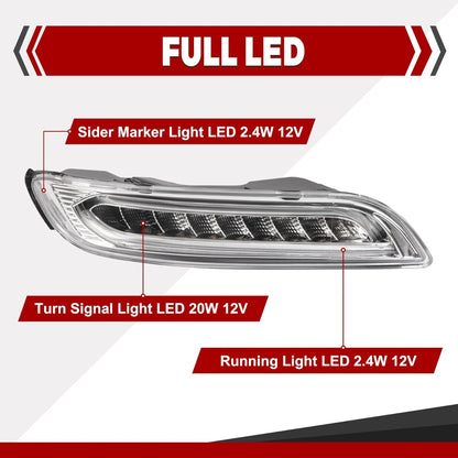 HECASA Pair LED Fog DRL Signal Light Compatible with 2005-2008 Porsche 911 Carrera 997.1 Chassis Front Bumper Turn Signal Light Lamp Clear Lens Left & Right Side