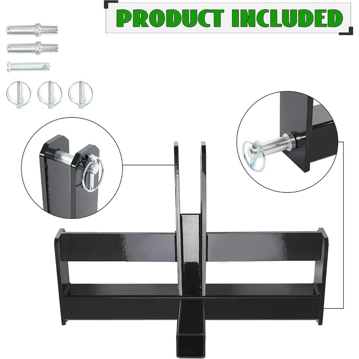 3 Point Trailer Hitch with 2 Inches Receiver Compatible with Category 1 Tractors Receiver Brackets Tractor Drawbar Suitcase Weight Bracket Black